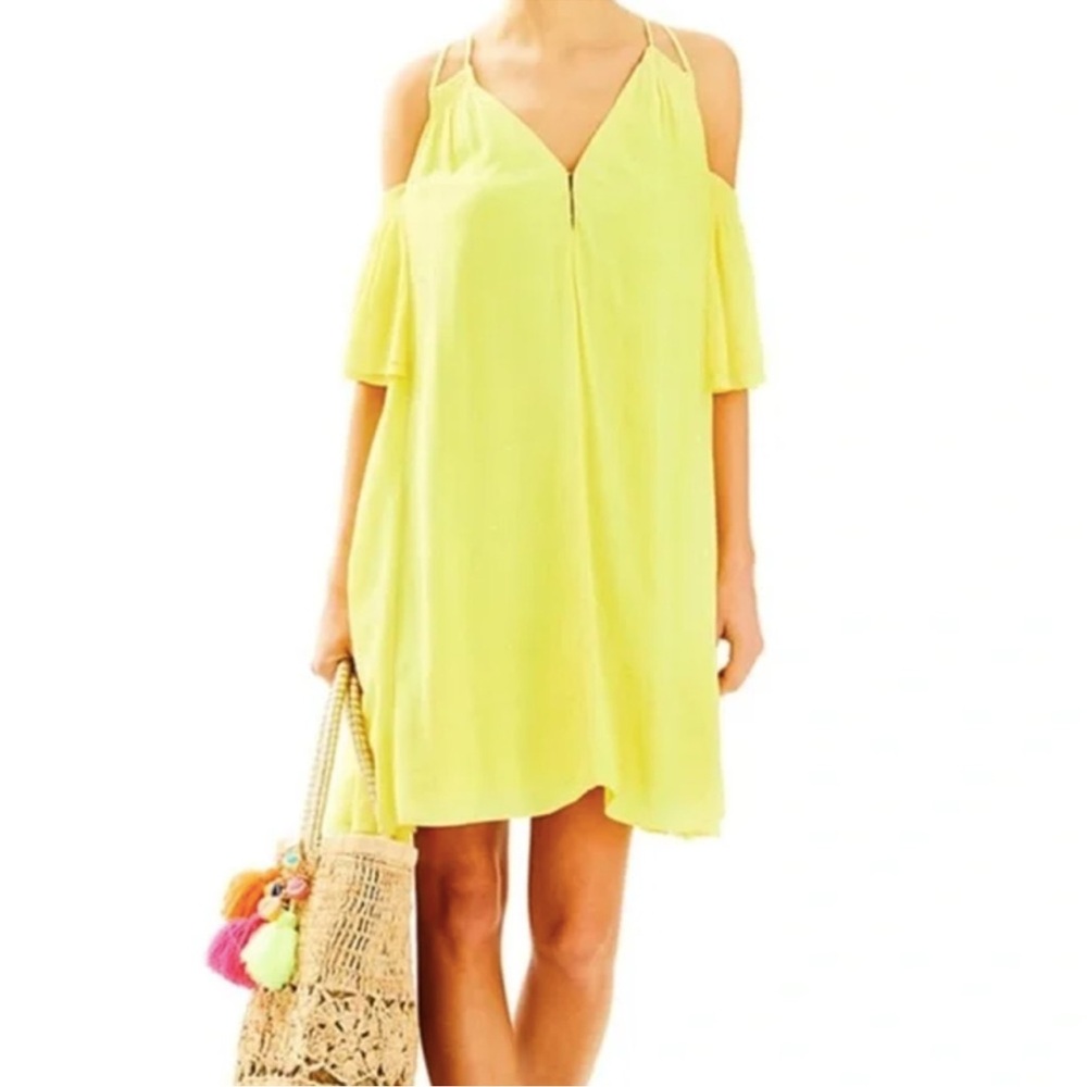 BELLAMIE YELLOW Lilly Pulitzer COLD SHOULDER Dress EUC XS